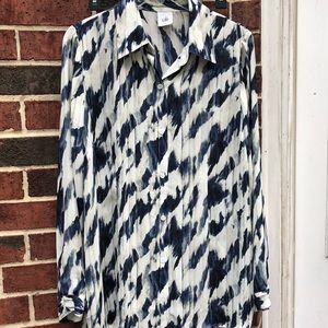 NWT CAbi Blue white moody blue shirt